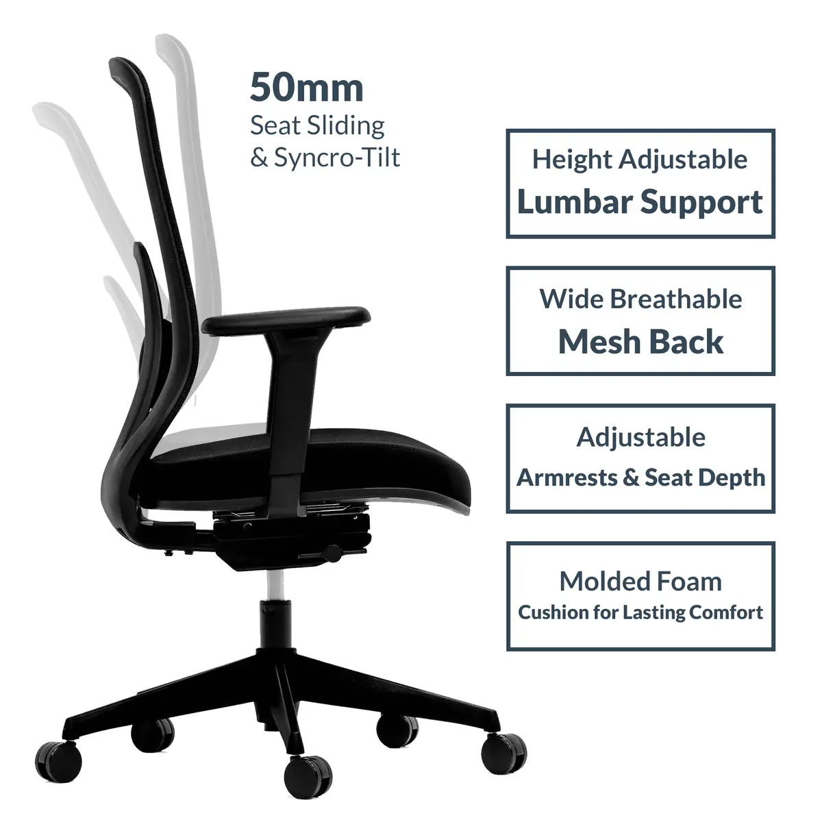 Desky Regal Mesh Office Chair - Coral Orange / Headrest 2