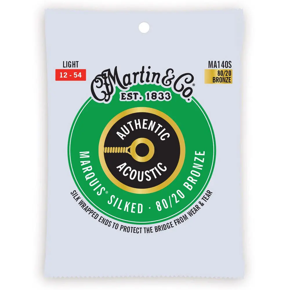 Martin Guitar Ma140s Authentic Acoustic Silked Strings 80/20 Bronze Light 1