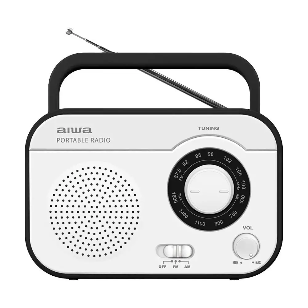 Aiwa Portable Retro Manual Am/Fm C Battery Radio (White) 1