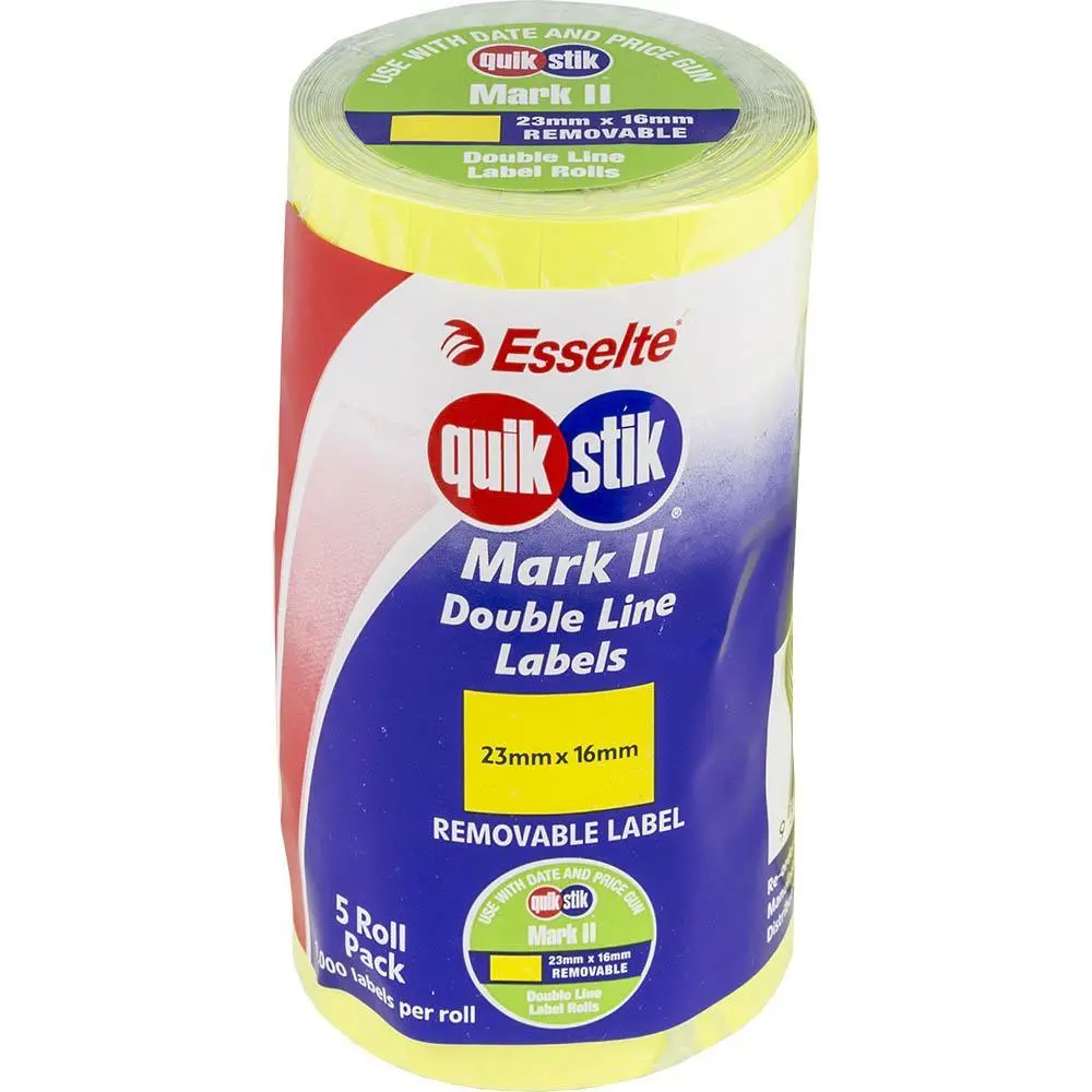 Quikstik Mark Ii Pricing Gun Label Removable 1000 Labels/Roll Fluoro Yellow Pack 5 1