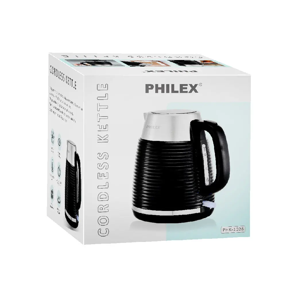 Philex 240V Cordless Stainless Steel Electric Kettle (Black) 2
