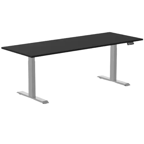 Desky Dual Melamine Sit Stand Desk 200Cm Black Desktop And Grey Frame 1