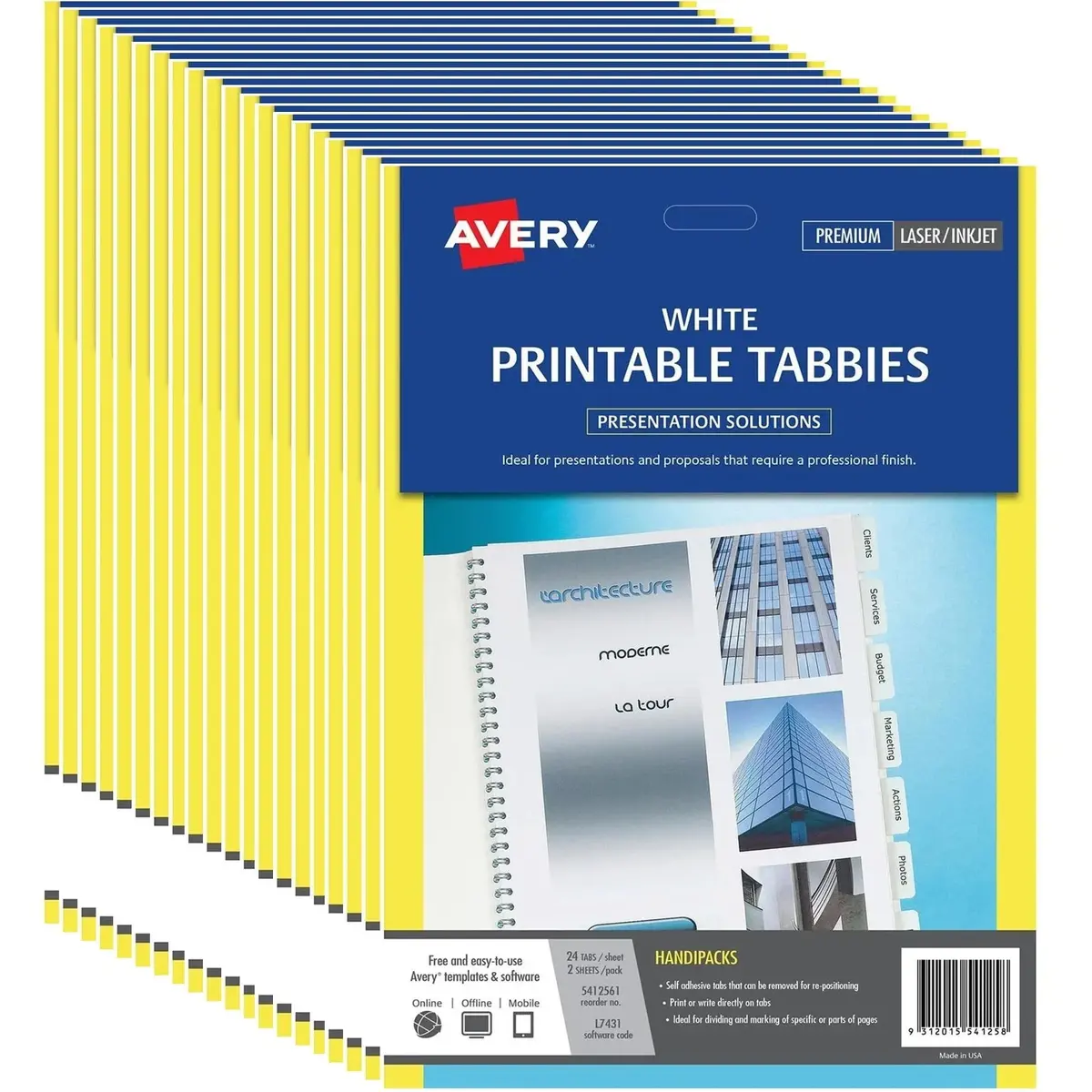 Avery 5412561 L7431 Print On Tabs Tabbies White Pack 48 20 Packs Bulk 1