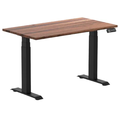 Desky Dual Mini Hardwood Sit Stand Desk 110Cm Walnut Desktop And Matte Black Frame 1