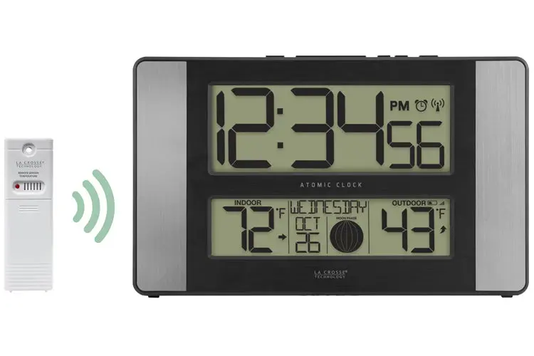 La Crosse Moon Phase Digital Wall Clock With Temperature 513-1417Al (Black) 2