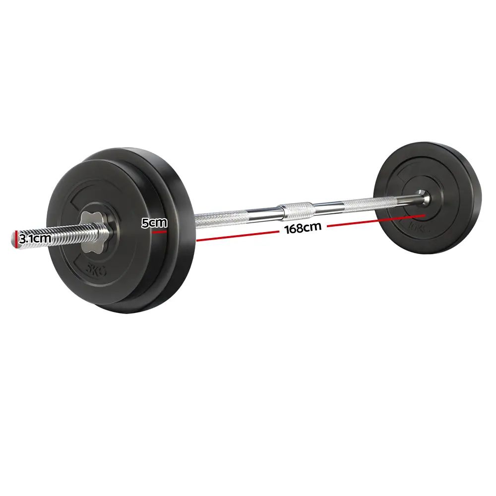Everfit 38Kg Barbell Set Weight Plates Bar Lifting Bench 168Cm 2