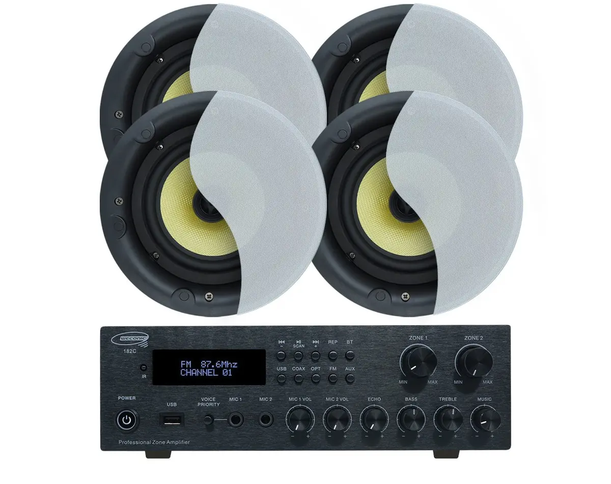 Weconic Bluetooth Amplifier + 4X8" Ceiling Speakers Package 1