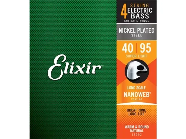 Elixir #14002 Bass Strings Nanoweb Nickel Plated Steel 40-95 Super Light 1