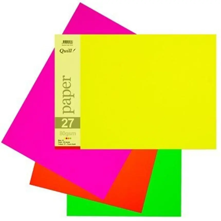 Quill Coloured A3 Copy Paper 80Gsm Fluoro Assorted Pack 150 1