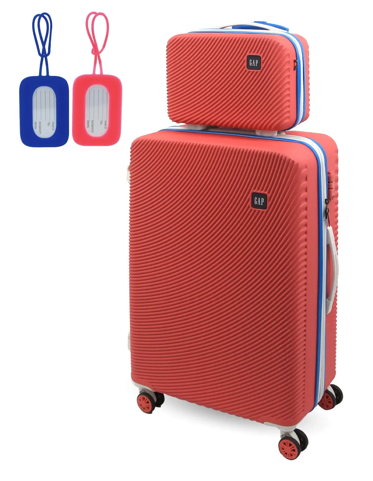 Gap Large Hard-Shell Luggage & Mini Beauty Travel Case Set W/ Tag Coral 1