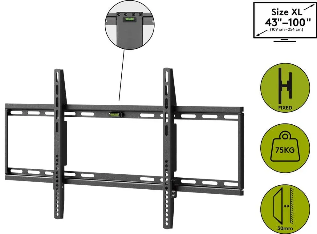 Goobay Fixed Tv Mount Wall 43"-100" (Black) 1