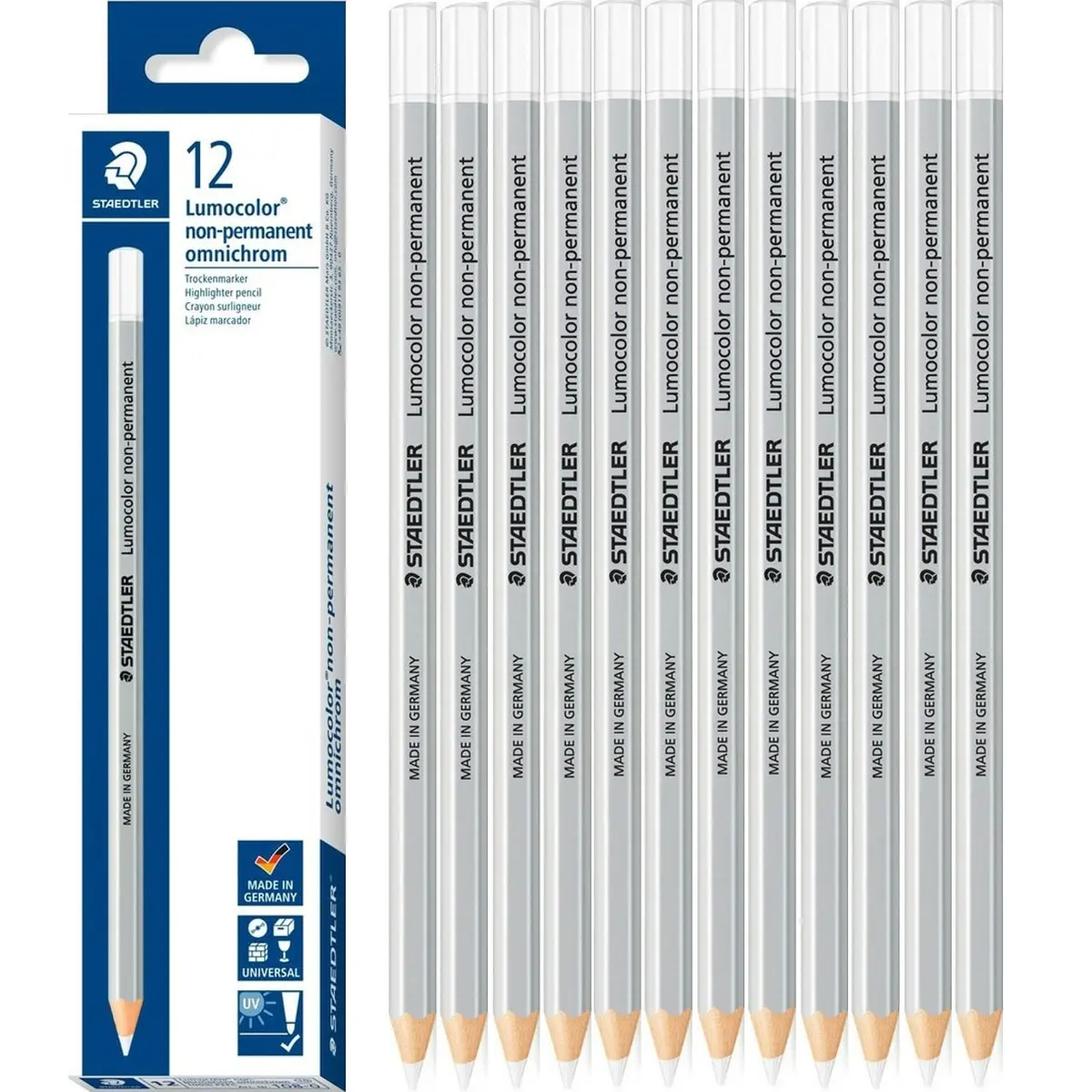 Staedtler 108 Lumocolor Non-Permanent Omnichrom Pencils White Box 12 1