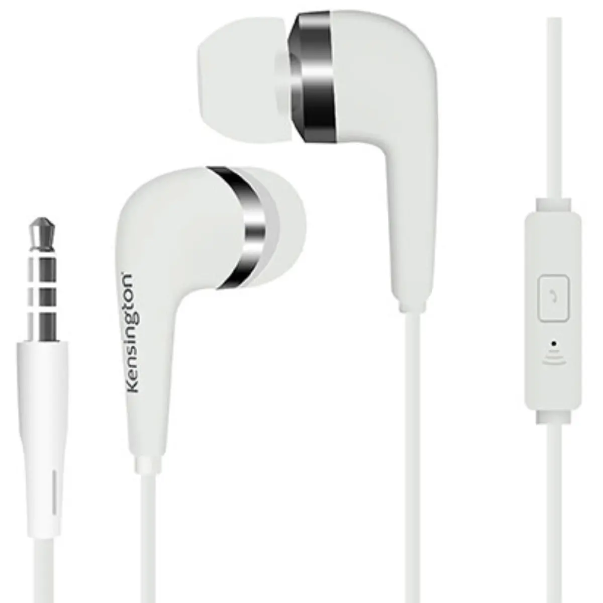 Kensington Stereo Earphones With Microphone And Case 3.5Mm White 1