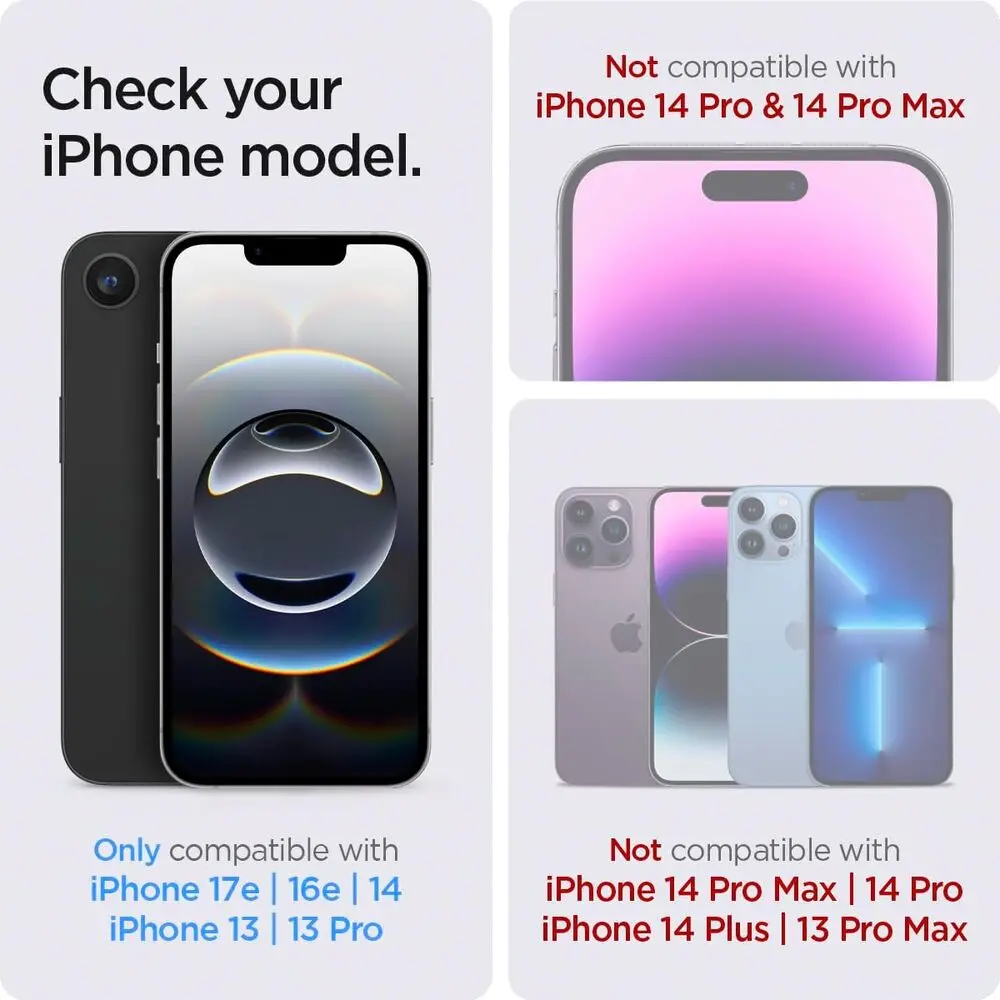 Spigen Apple Iphone 17E / 16E / 14 / 13 / 13 Pro Alignmaster Glas.Tr Full Cover 2Pcs Glass Screen Protector - Black 2