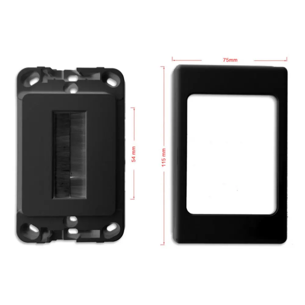 Pro2 Wall Plate Wallplate With Brush Outlet Cover For Cable Lead (Black) 2