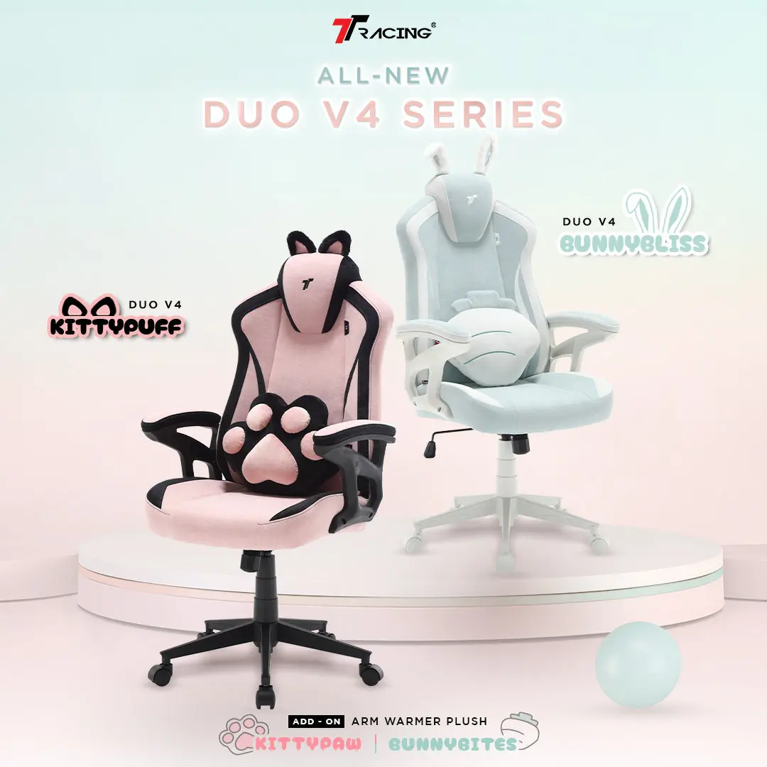 Ttracing Duo V4 Air Threads Fabric Gaming Chair (Kittypuff) 2