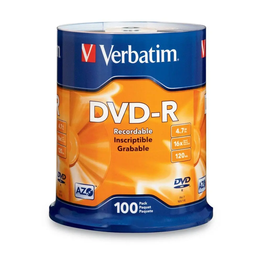 Verbatim Dvd-R Spindle 16X Speed Blank Discs 4.7Gb/120Min 100Pc 1