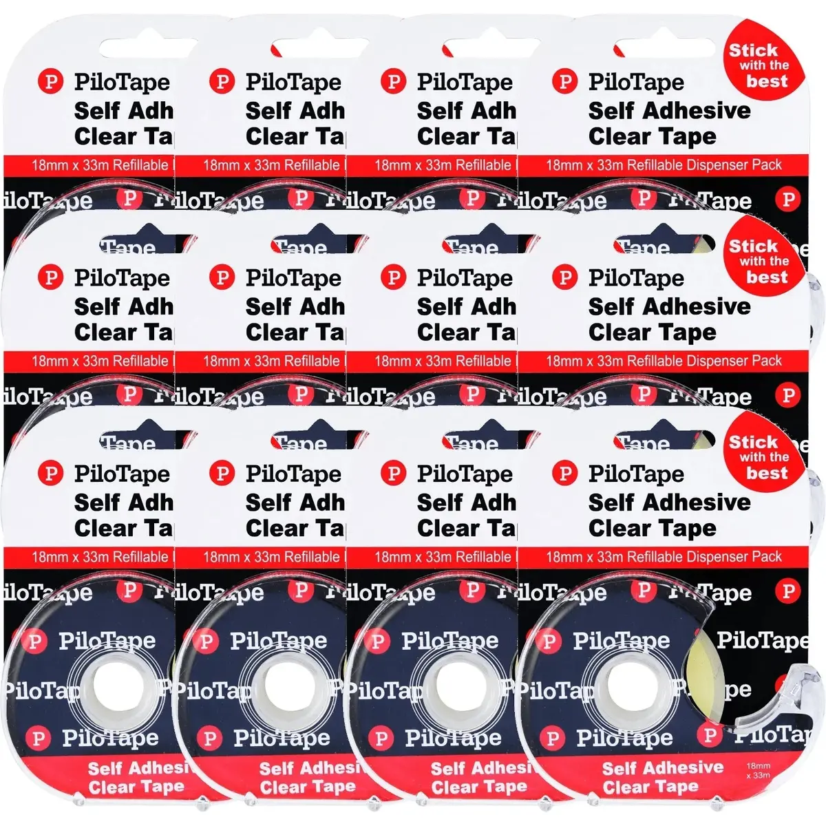 Pilotape Premium Sticky Tape In Dispenser 18Mmx33m Pack 12 1