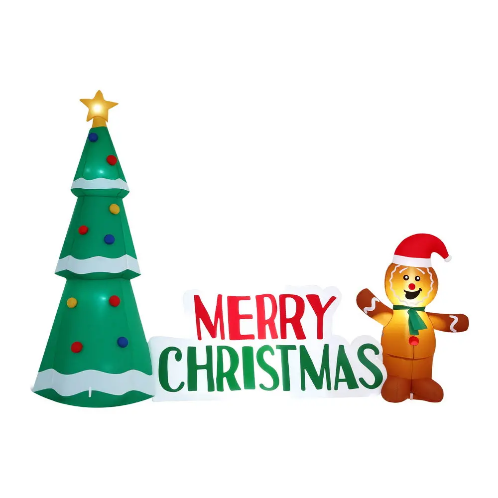 Jingle Jollys Christmas Inflatable Gingerbread Man Tree Led Illuminated Decorations 1