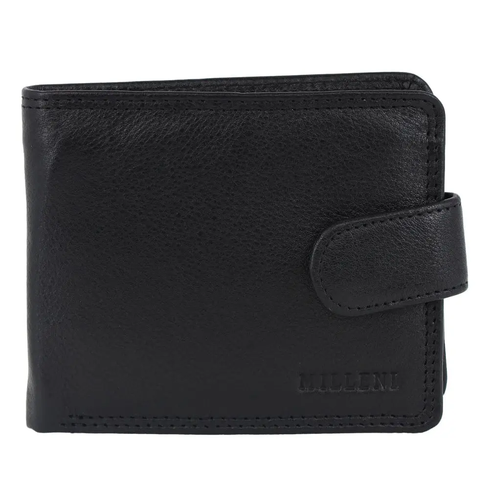 Milleni Men's Leather Card/Card Tab Rfid Protected Wallet 11Cm Black 1