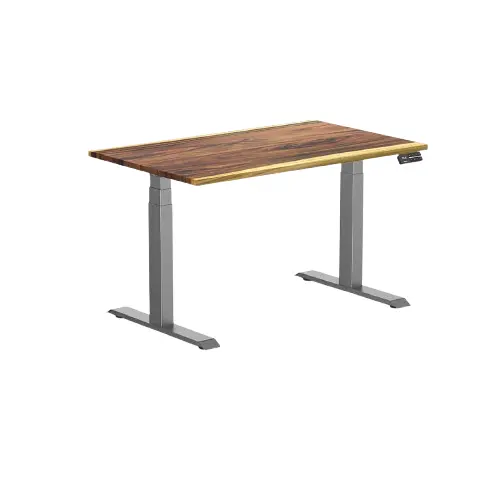 Desky Dual Hardwood Sit Stand Desk 120Cm Saman Desktop And Space Grey Frame 1