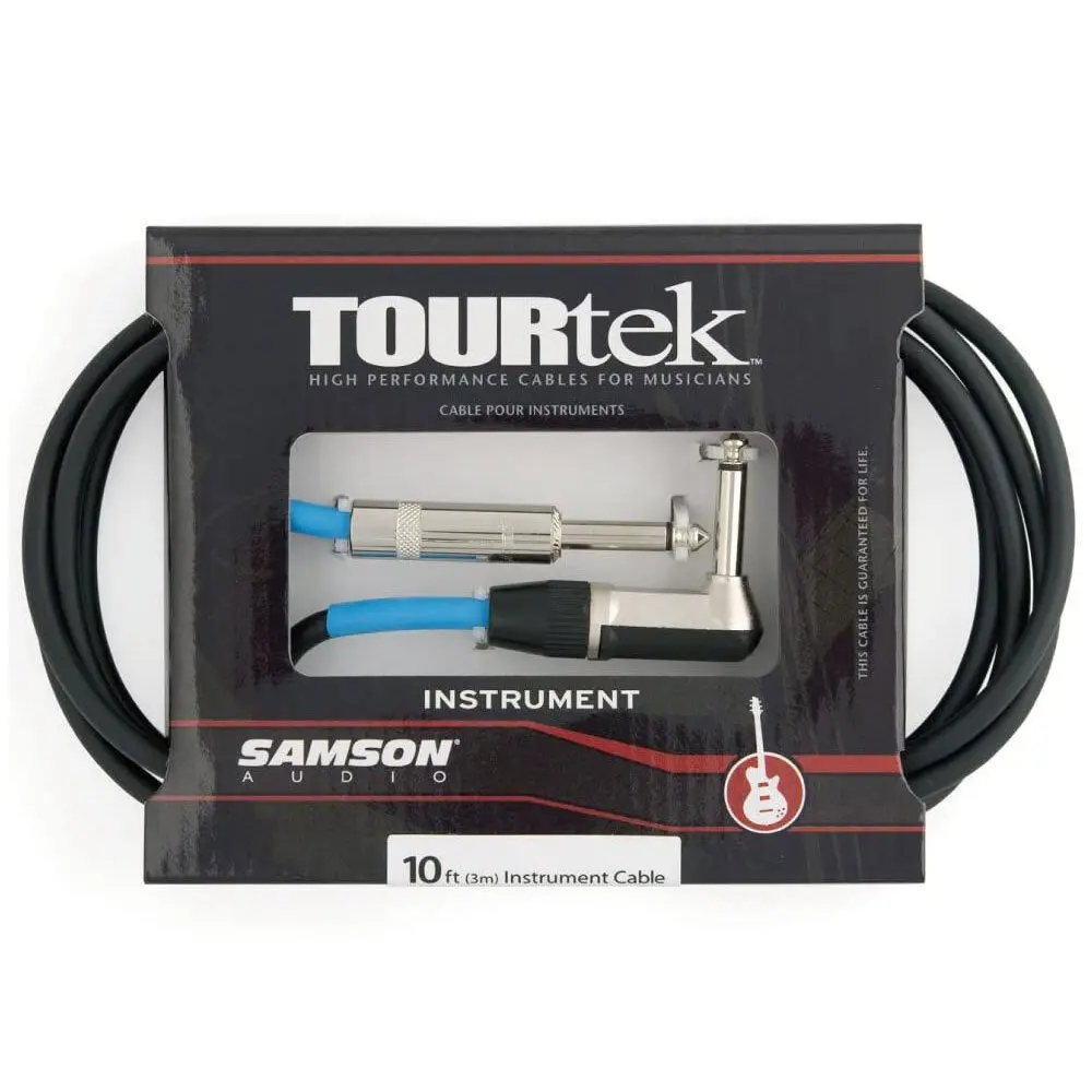 Tourtek 3.05M Male Instrument Cable W/ L-Jack Connector (Black) 1