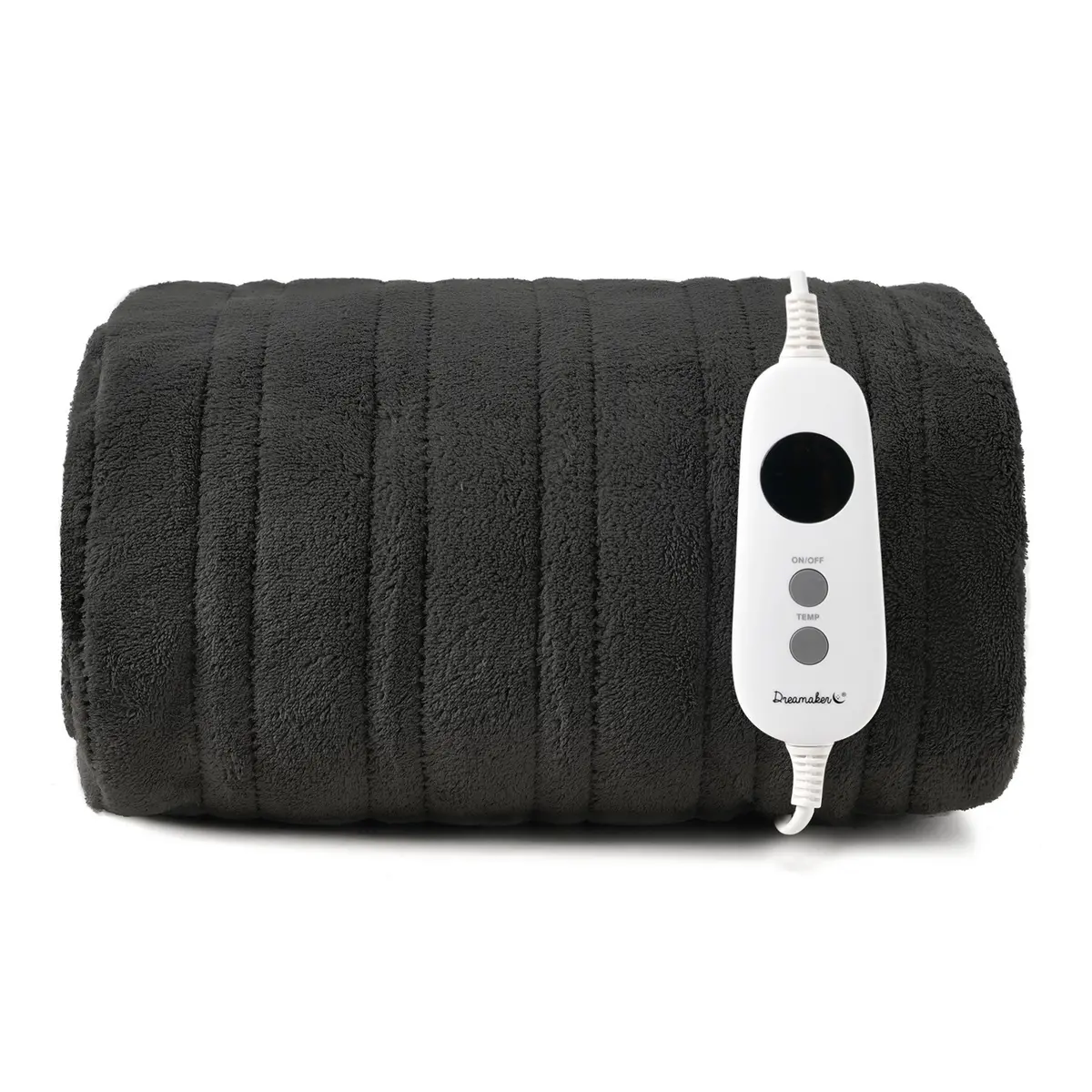 Dreamaker Coral Fleece Electric Heated Throw Blanket [130X160cm] (Charcoal) 1