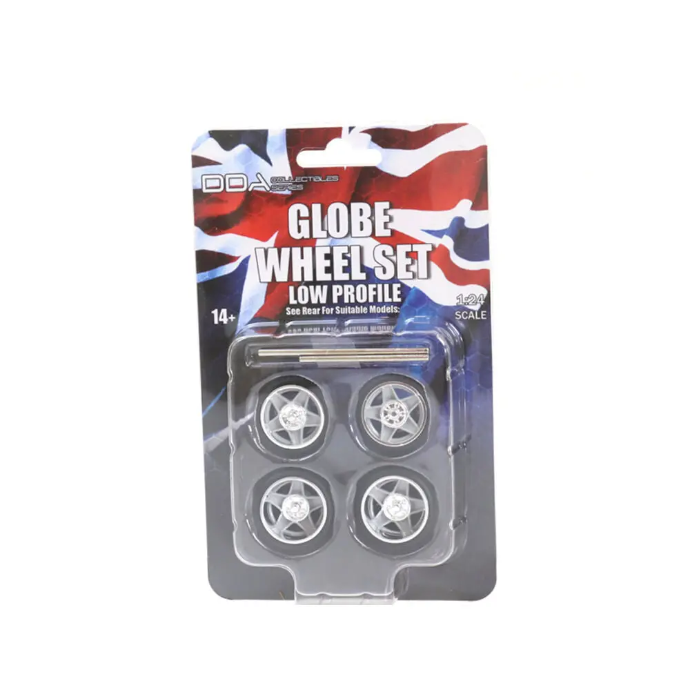 Dda 1:24 4Pcs Globe Low Profile Wheels With Tyres & Axles Suit Holden Ford Model 1