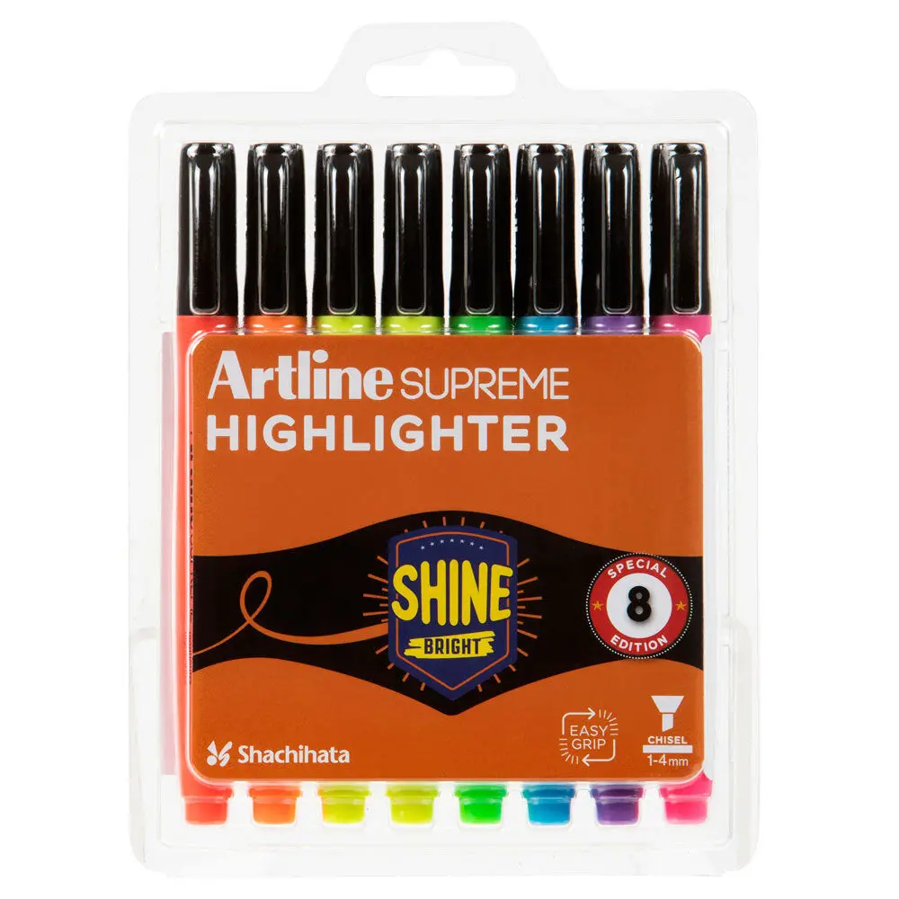 Artline Supreme Highlighter Set (Assorted Colours) [8-Pieces] 1