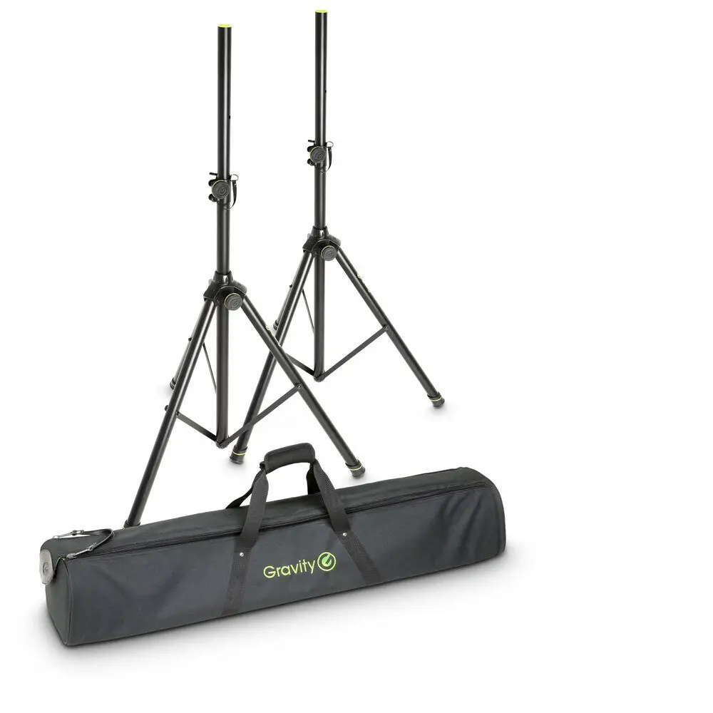 Gravity Ss5211bset1 Aluminium Stand Tripod With Carrying Bag For Speaker 2Pc (Black) 1