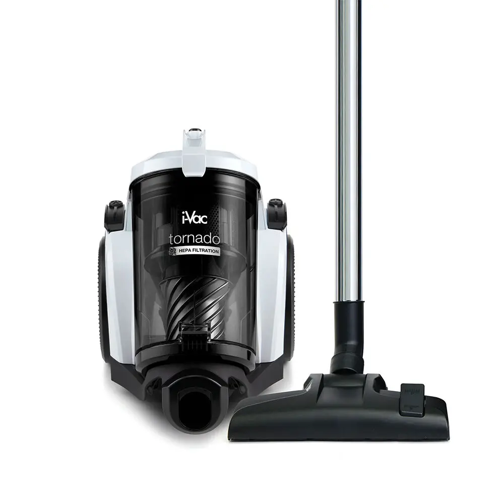 I-Vac Tornado Bagless 1800W Vacuum Cleaner 1.5M Hose 1.6L Black/White 1