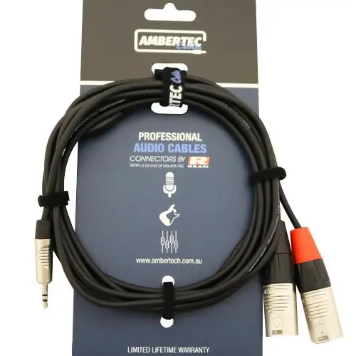 Ambertec Cables Y Cable 1.5M Rean 3.5Mm Trs Plug - 2 X Xlr M 1