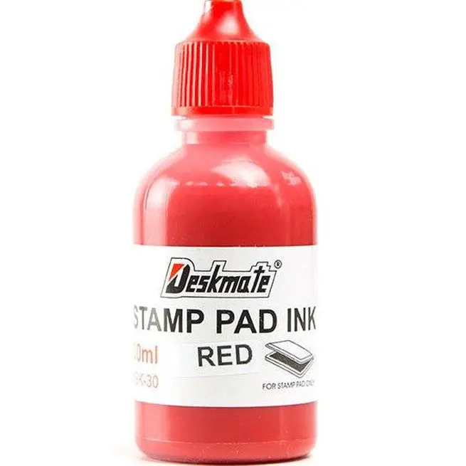 Deskmate Stamp Pad Refill Ink Bottle 30Ml Red 1