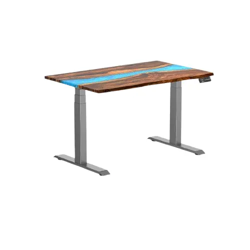 Desky Dual Resin Hardwood Sit Stand Desk 120Cm Pheasantwood Blue River Desktop And Space Grey Frame 1