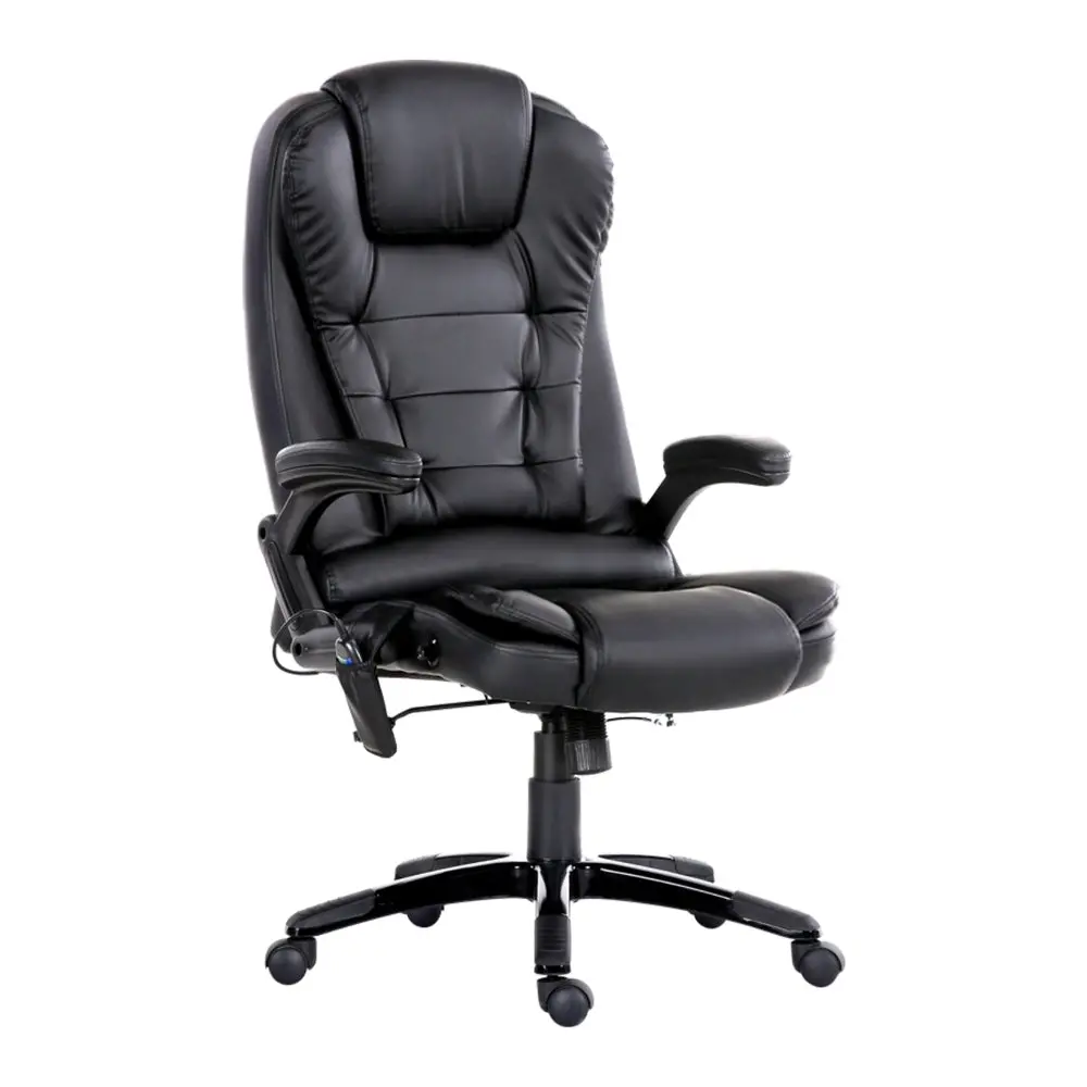 Artiss 8 Point Massage Office Chair Heated Seat Recliner Pu (Black) 1