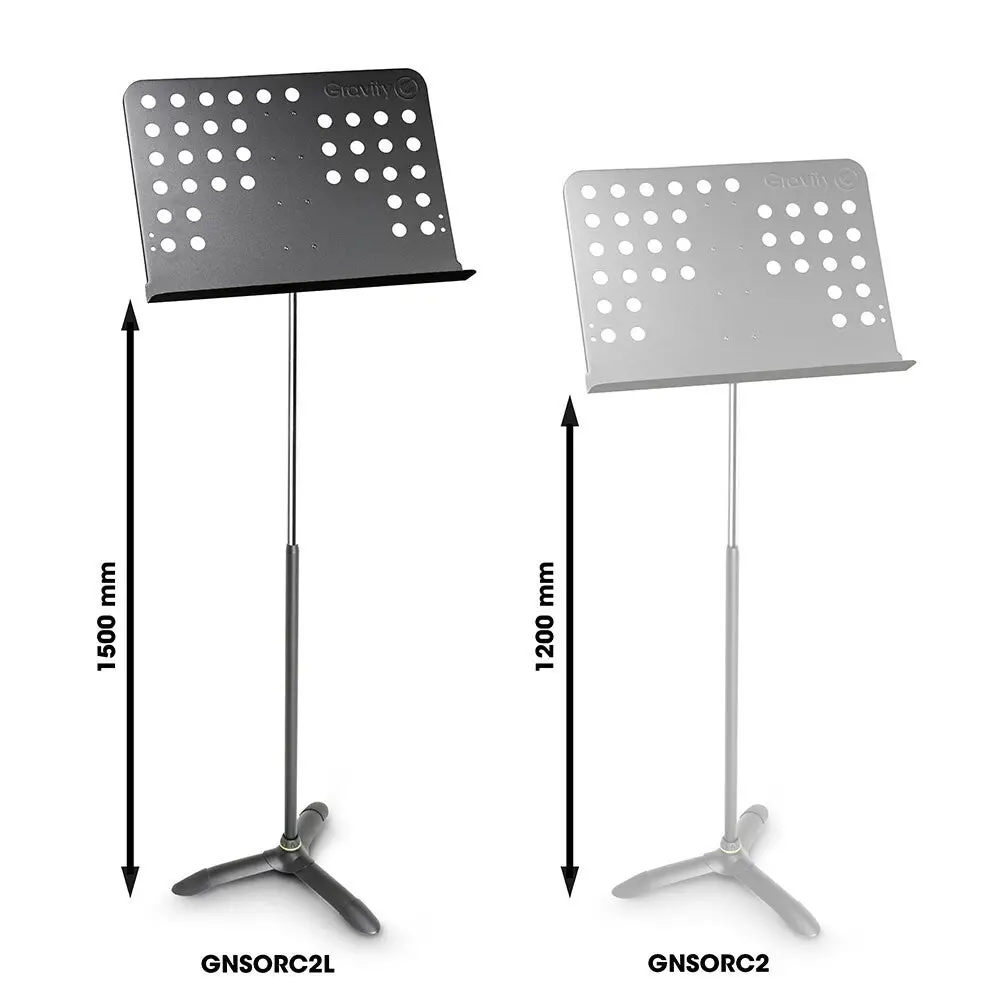 Gravity Nsorc2l Orchestra Tall 150Cm Music Stand With Perforated Steel Desk Black 2