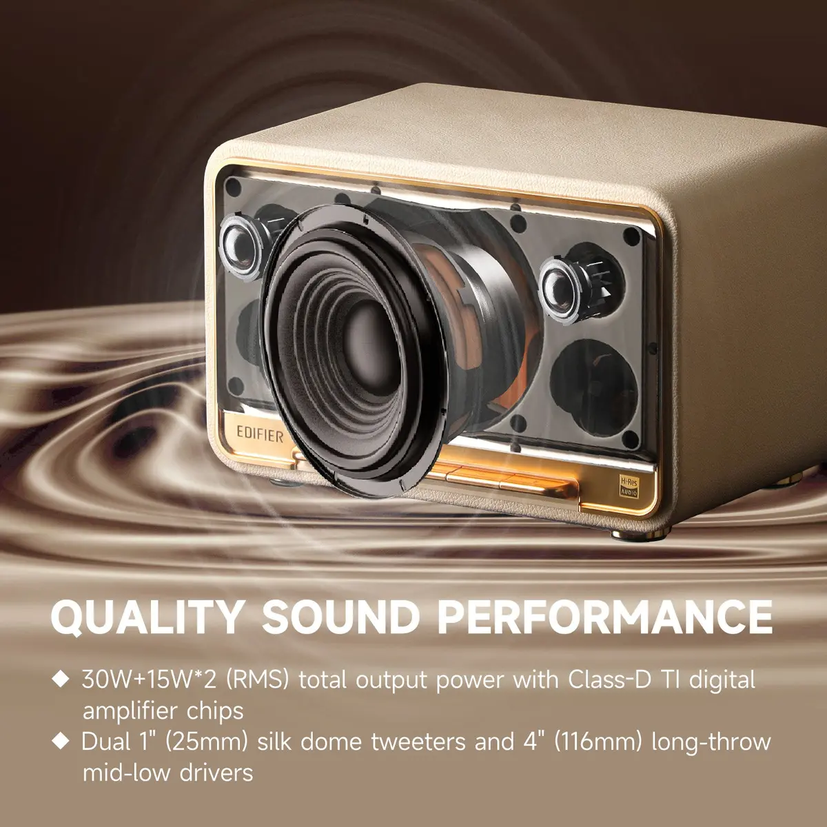 Edifier Tabletop Bluetooth Speakers Portable Wireless Speaker Wi-Fi Bluetooth Compatible Airplay2 (White) 2