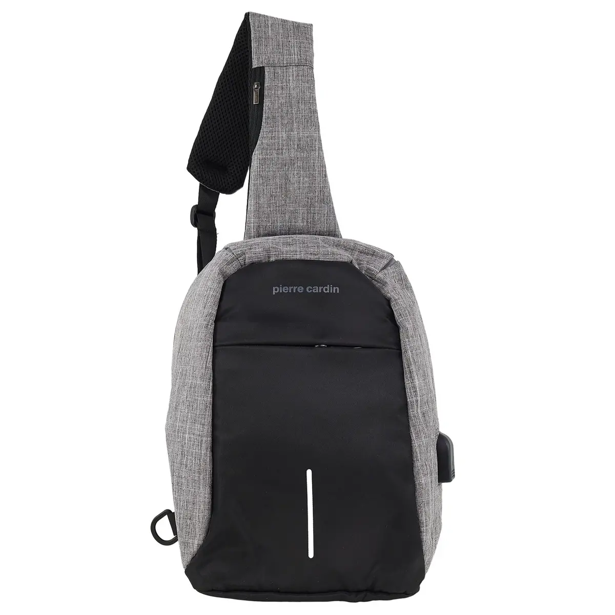 Pierre Cardin Mens Nylon Sling Bag - Grey/Black 2