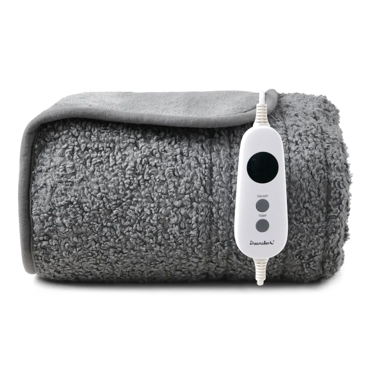 Dreamaker Teddy Fleece Electric Heated Throw Blanket [130X160cm] (Light Grey) 1