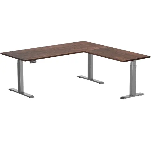 Desky Bamboo L-Shape Sit Stand Desk - 180 X 175 Cm American Rustic Pine Top And Space Grey Leg 1