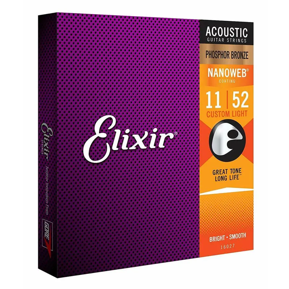 Elixir #16027 Acoustic Nanoweb Phosphor Bronze String 11-52 Custom Light 2