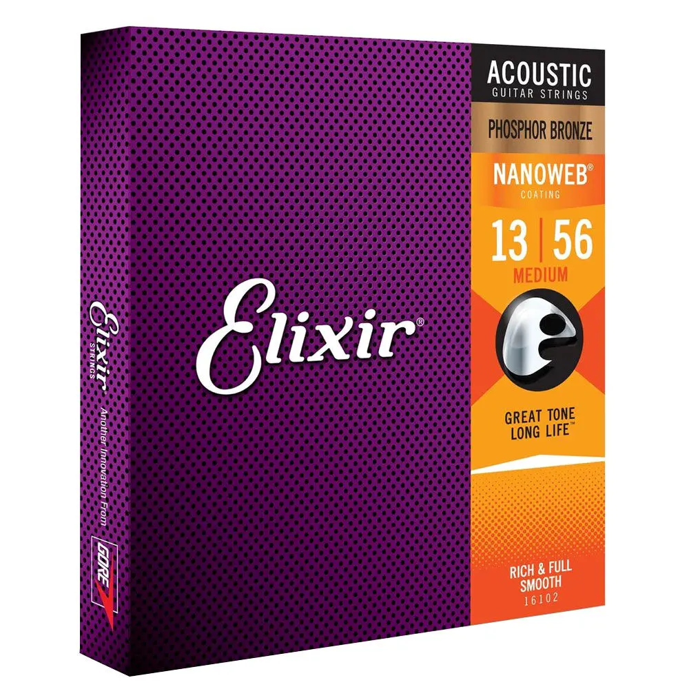 Elixir #16102 Acoustic Nano Phosphor Bronze Guitar String 12-56 Light 2