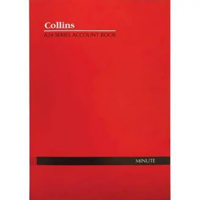 Collins A24 Series Account Book Minute Feint Ruled Stapled 24 Leaf A4 Red 1