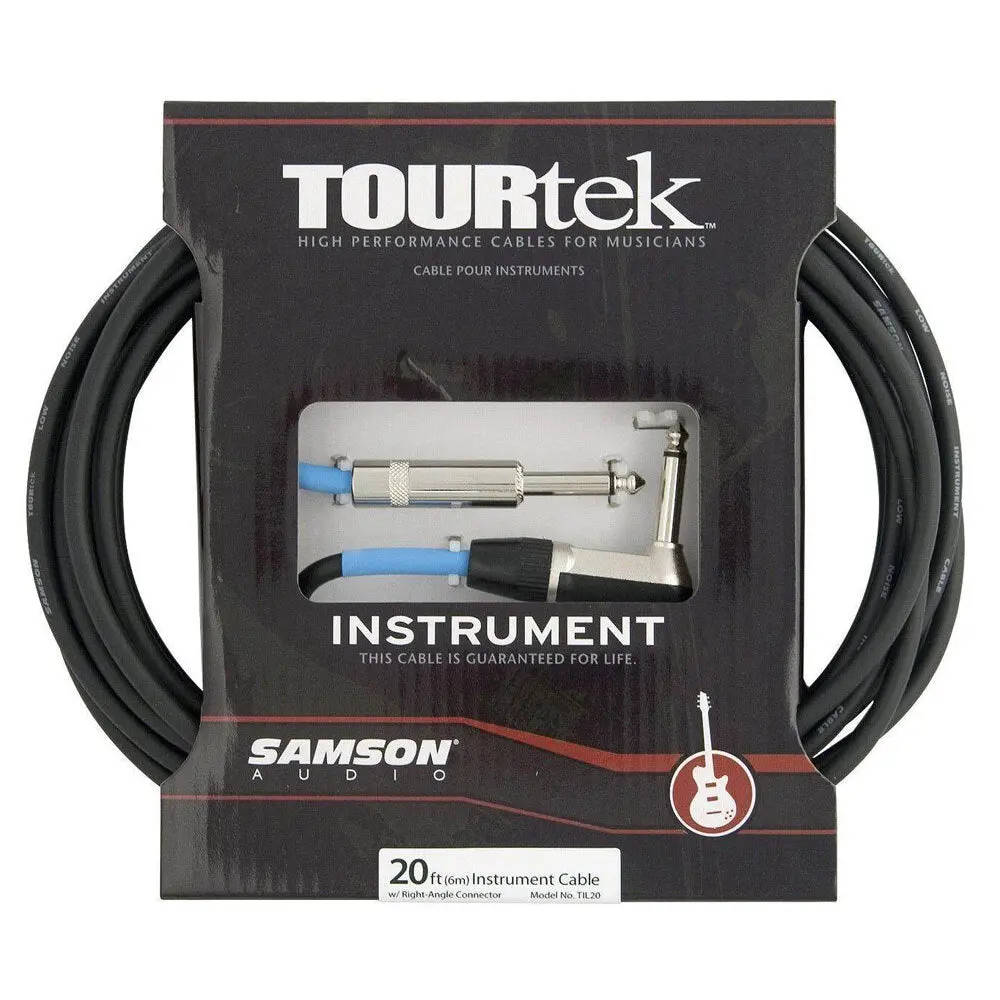 Tourtek 6.10M Male Instrument Cable W/ L-Jack Connector (Black) 1