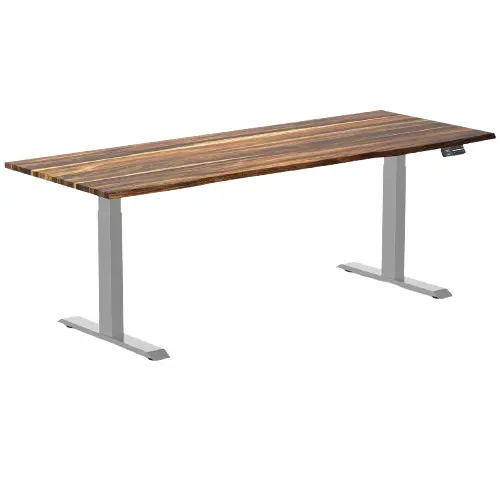 Desky Dual Hardwood Sit Stand Desk 200Cm Pheasantwood Desktop And Grey Frame 1