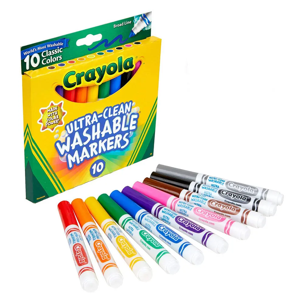 10Pc Crayola Ultra Clean Classic Colours Washable Markers For Kids 4+ 1