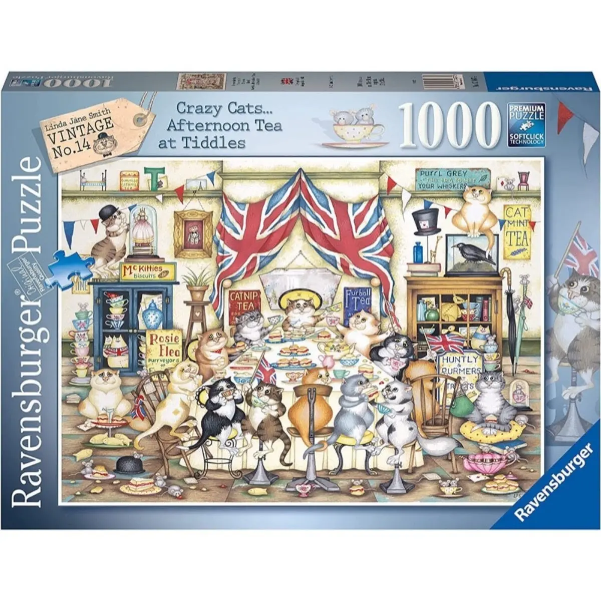 Ravensburger 1000Pc Crazy Cats Afternoon Tea Tiddles Puzzle 1