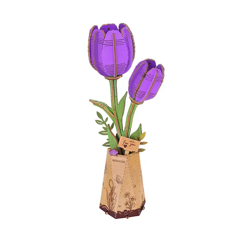 Robotime Wood Bloom Purple Tulip 1