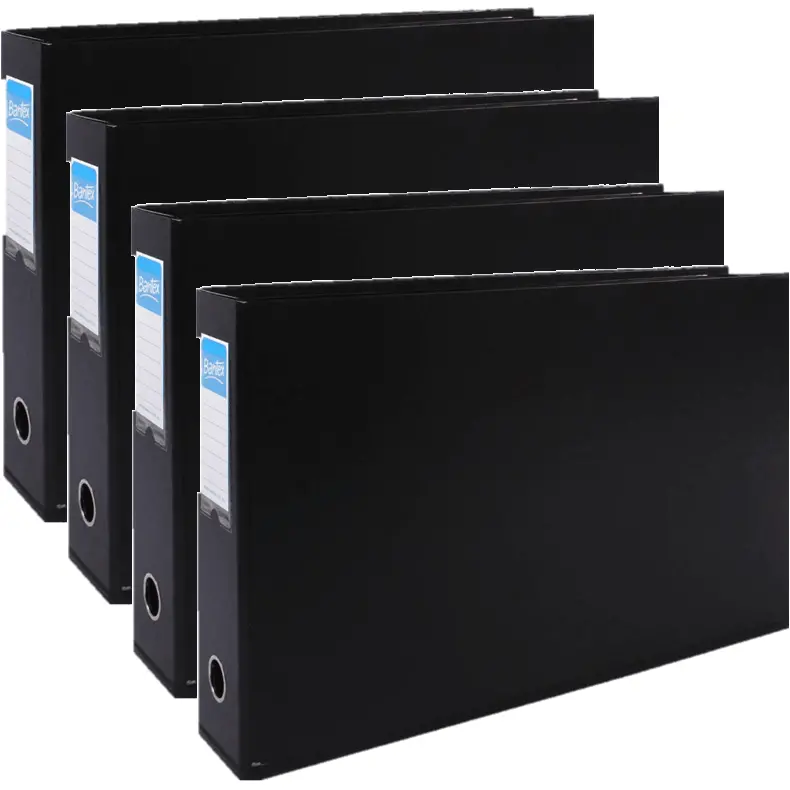Bantex Lever Arch File Folder Landscape 65Mm A3 Black 4 Pack Bulk 1