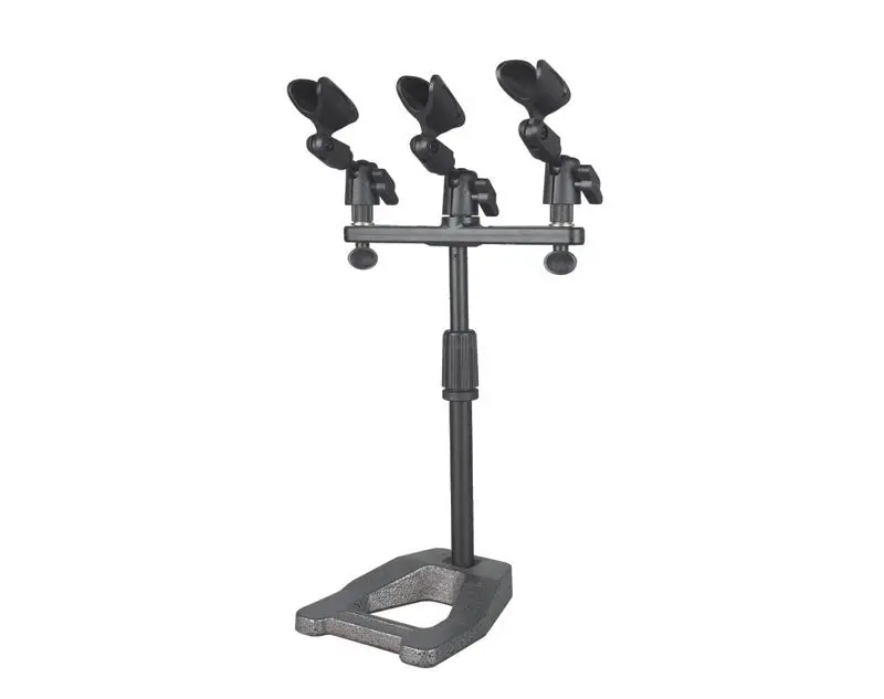 Precision Audio  Triple Desk Mic Stand Sturdy Metal Base Guitar Drums Recording 1